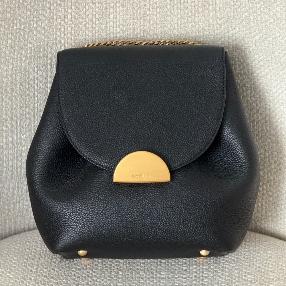 Polene Numero Un Mini in Black Pebbled Leather with Brushed Gold Hardware